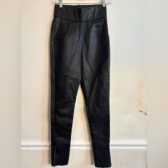 WHITE FOX Black Faux Leather skinny High Waisted Pants size S - Picture 2 of 4